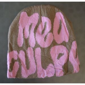 Mea Culpa Unisex O/S Brown & Pink Edition Logo Knitted Beanie Hat